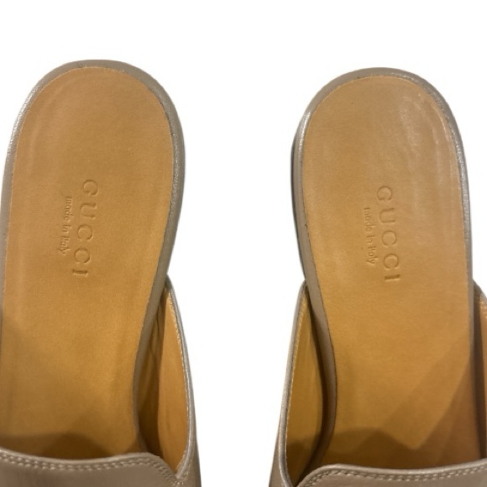 GUCCI Princetown Horsebit Leather Slipper Mules in Mud Taupe Size 37.5 - Picture 3 of 6